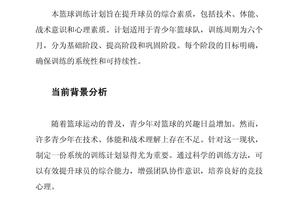 10天的篮球培训营训练计划